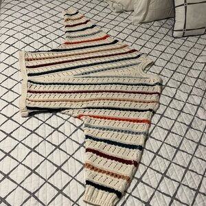 Cream crochet openwork sweater